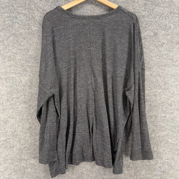 Terra & Sky Sweater Pullover Women 3X Plus Gray Knit V-Neck Long Sleeve Rayon - Picture 2 of 7